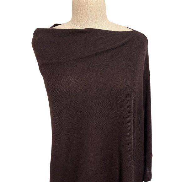 Cejon Womens Asymmetrical Dark Brown Lightweight Poncho - Picture 4 of 9
